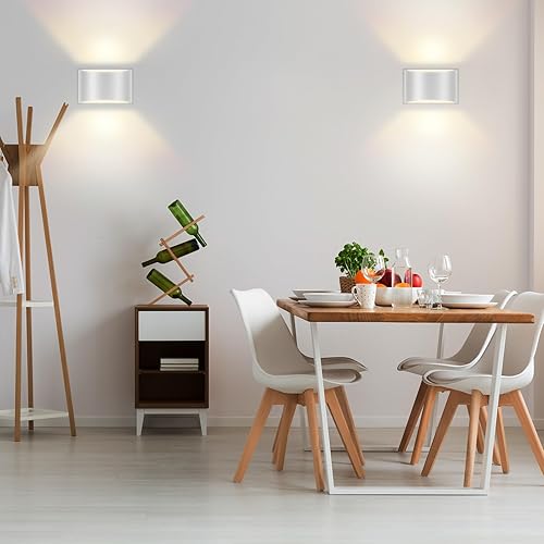 Miniatura 6 de Juego de dos apliques de pared  Modernas luces LED de pared para interiores, luz de montaje en pared arriba y abajo, aluminio, cableado, regulable,