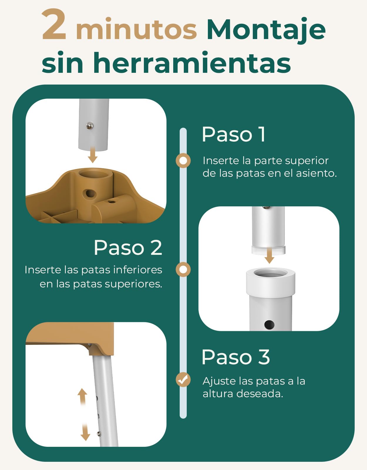 Taburete de Ducha Ligero, soporta 160 kg, Antideslizante, portátil, para Personas Mayores, marrón
