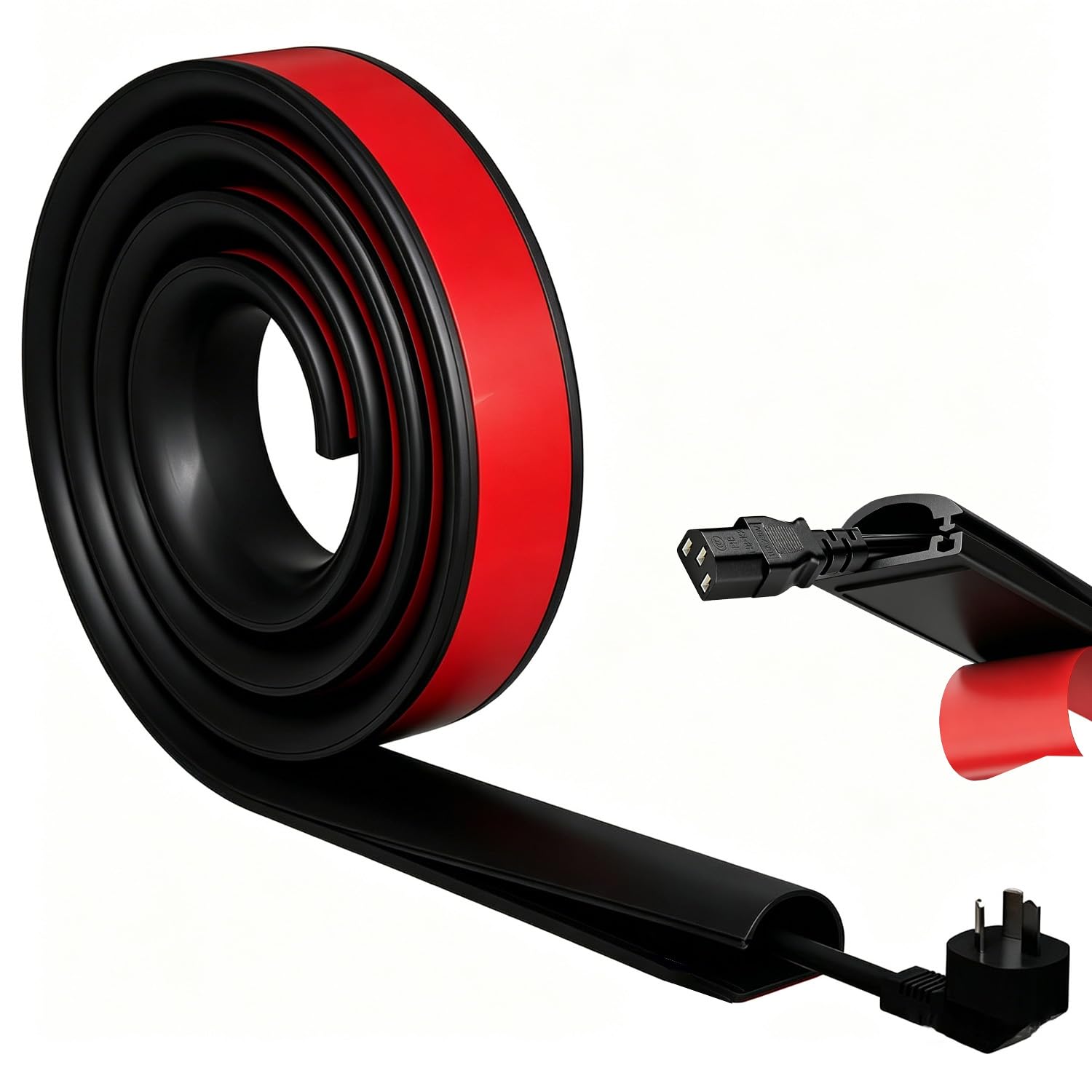 3.02m Silicone Black Cable Trunking Self Adhesive,Wire Covers for 1 Cable