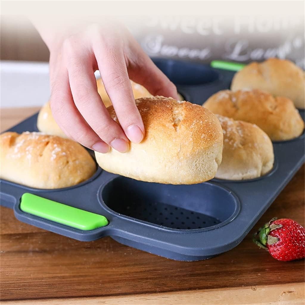 Baking Mold Ventilation Soft Ellipse Bread Model French Baguette Mold for Birthday Cake Decorating DIY Baking, Max Temperature 240℃(464F) (Color : Green)