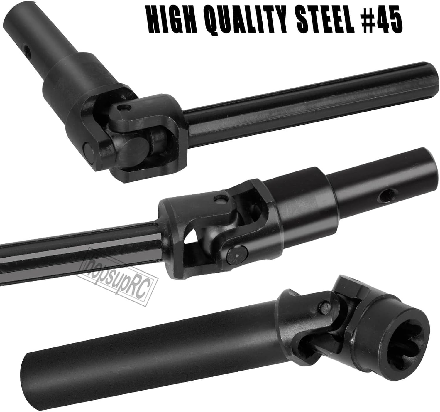 RC #45 Steel Front Rear Driveshaft Axles&Wheel Hex Hub Upgrades Part for 1/8 Mojave 4X4 4S BLX RC Car,Stainless Drive Shaft CVD Hops up,4PCS Black with Titanium.Vehicle Code:ARA4404.