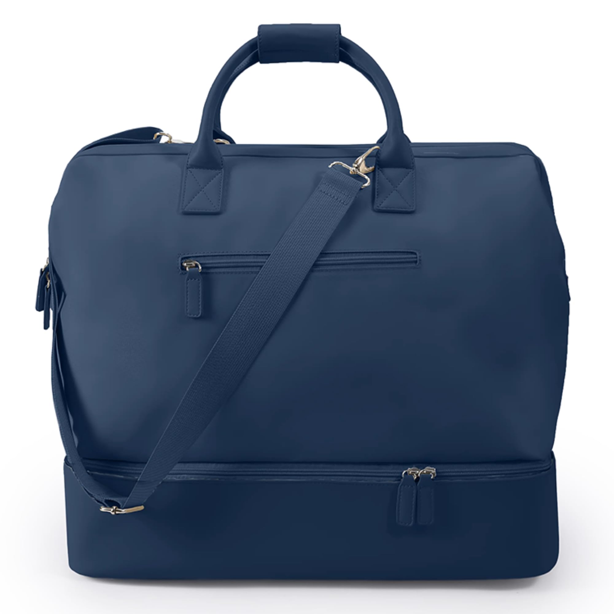 NOBL Travel Weekender Bag for Women & Men, Large Duffel Carry-On Tote with Trolley Sleeve, Separate Shoe Compartment & Laptop Pocket, Leather