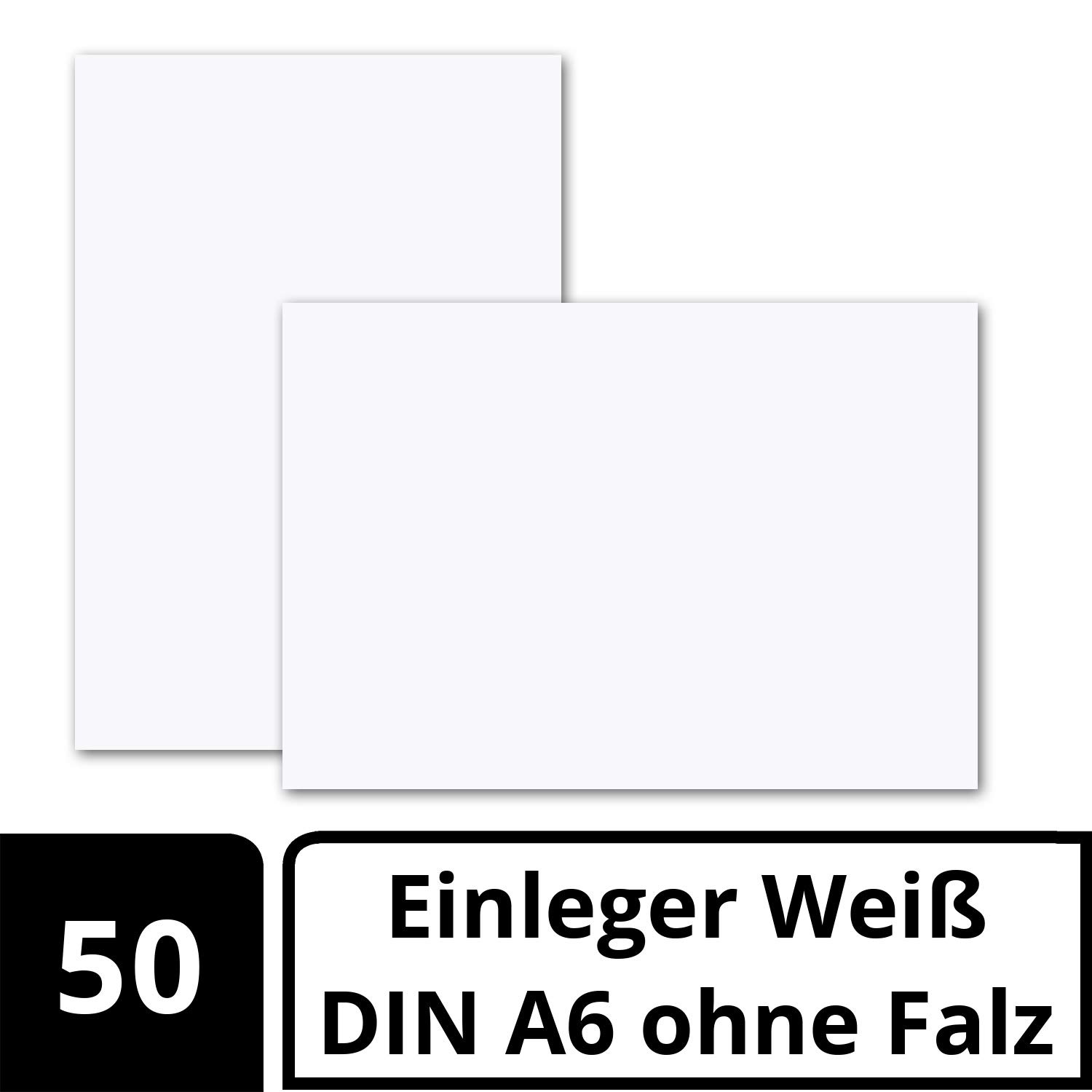 50 x Simple Insert Papers for A6 Folding Cards - Bright White - 102 x 146 mm - Without fold - Matte Paper by Gustav Neuser® - Image 2