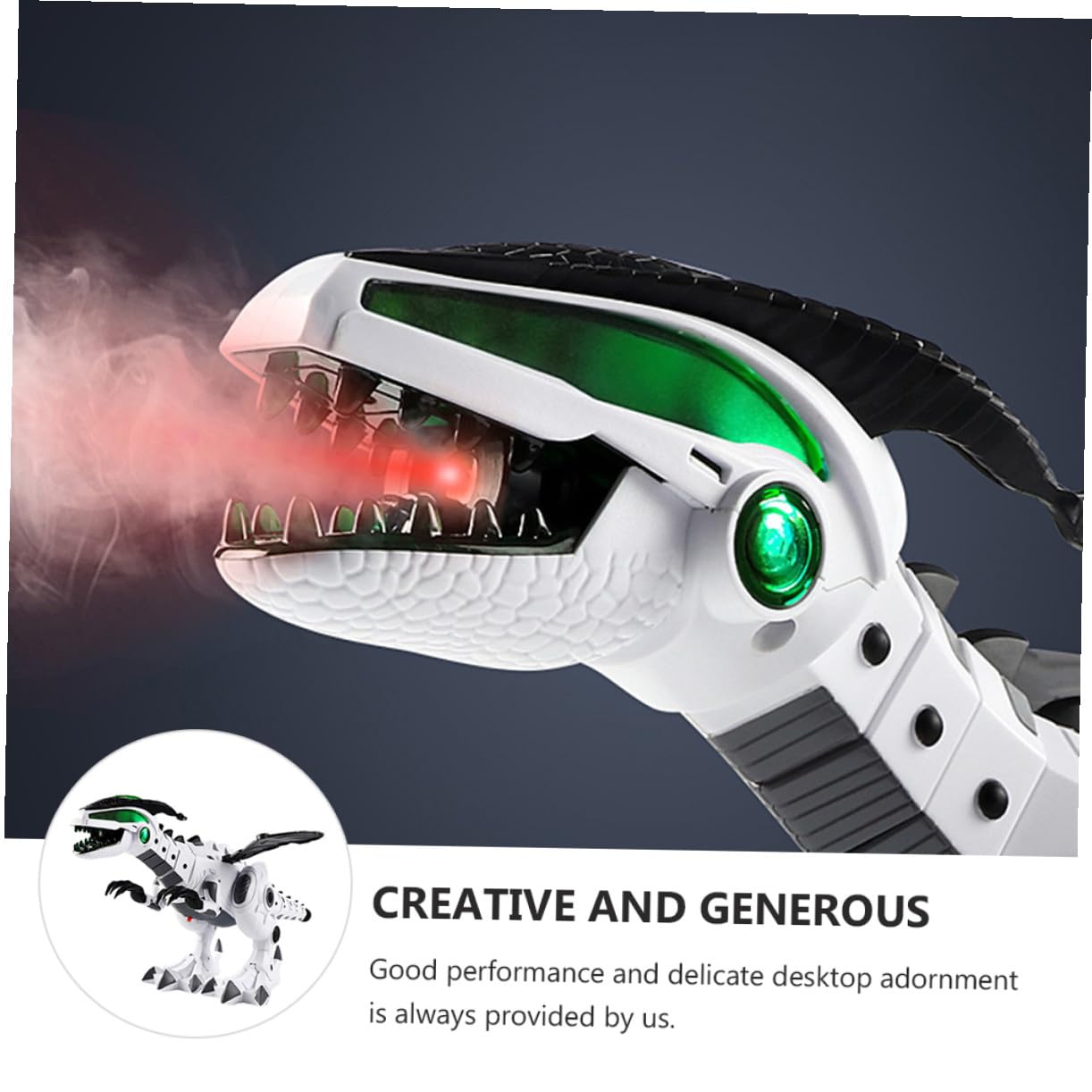 Abaodam Dinosaurio Teledirigido Eléctrico Función de Aerosol y Luces, Material Plástico Resistente y Componentes Electrónicos, Adecuado para Decoración y Juego Infantil