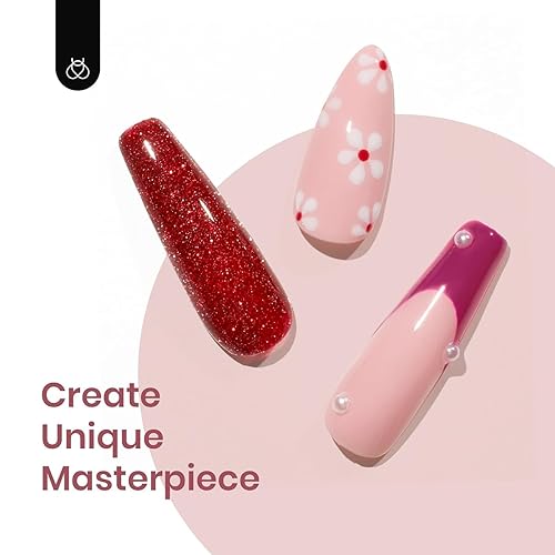 Miniatura 4 de Beetles - Esmalte de uñas de gel de invierno, 6 colores burdeos, nude, rojo, brillantina, colección Marvelous Lady con diseño de arte de uñas,