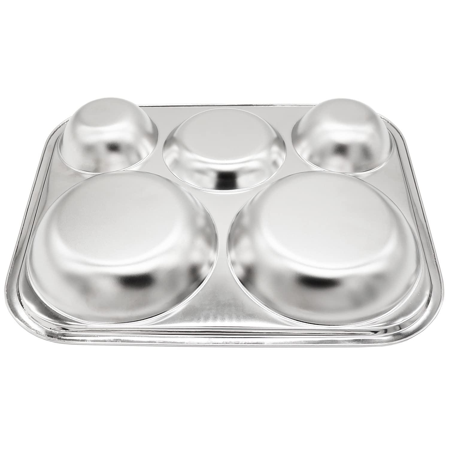 KS & E, bandeja dividida de acero inoxidable para adultos, adolescentes, comedores exigentes, campistas, sin BPA, control de porciones de dieta, plato para servir, merienda, juego de 2