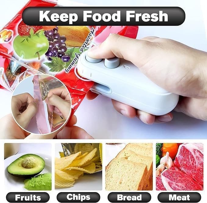 Image of BEYOND BASIC Mini Seal Machine, 2 in 1 USB Rechargeable Magnetic Heat Sealing & Cutting, Portable Handheld Vacuum Sealer for Food, Snacks, Chips, Fresh Storage Sealing Machine. (Multicolor)