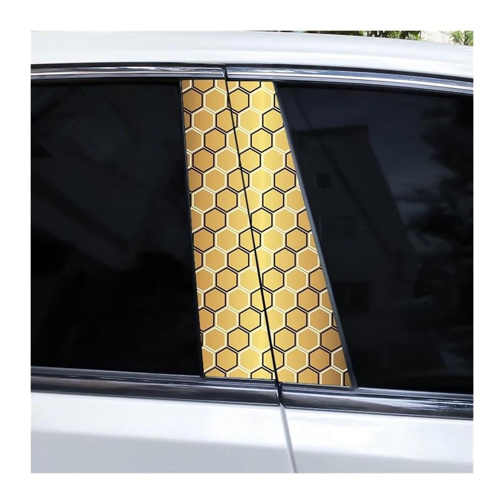 Decorative Items 2pcs Hexagon Image Stickers Car B-Pillar Vinyl Stickers DIY Car Door Pillar Stickers(J)