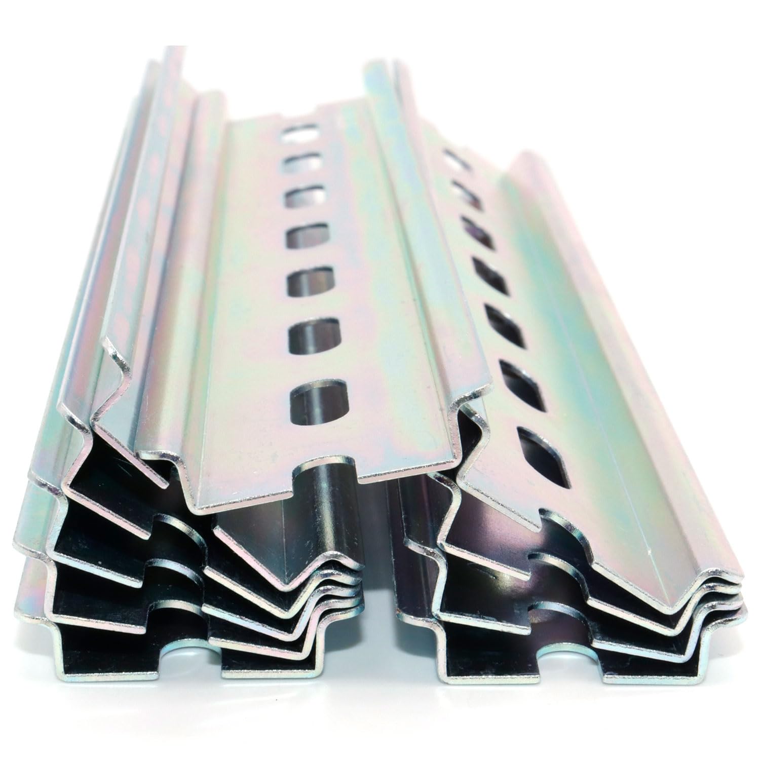 10 Pieces TS35/7.5 Slotted DIN Rail, Zinc Plated JIS Standards SPCC Steel with RoHS, CE, 8" Long 35mm Wide 7.5mm High, US Standards, RoHS Directive (2011/65/EU), (EU)2015/863