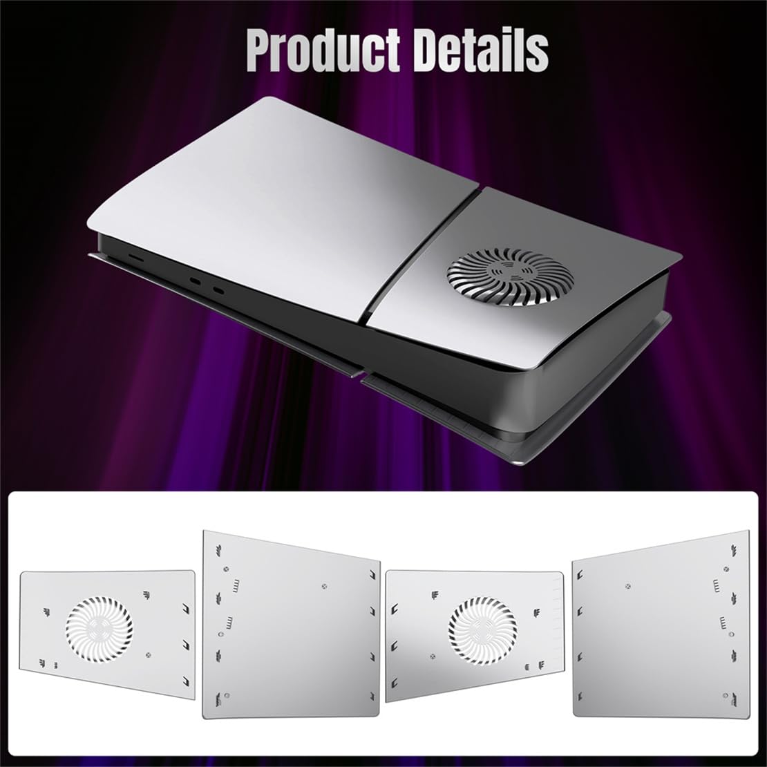 Placa frontal para PS5 Slim consola, placa frontal de repuesto protectora para PS5 Slim Accesorios (versión digital plateada)