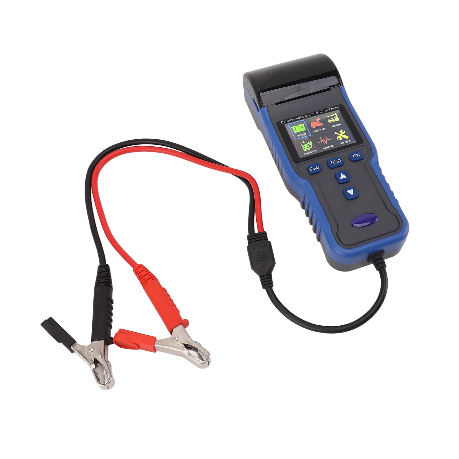 Brrnoo Probador de Batería de Coche Multifuncional de 12V y 24V con Impresora Integrada para Pruebas de Capacidad de Carga Interna y de Voltaje
