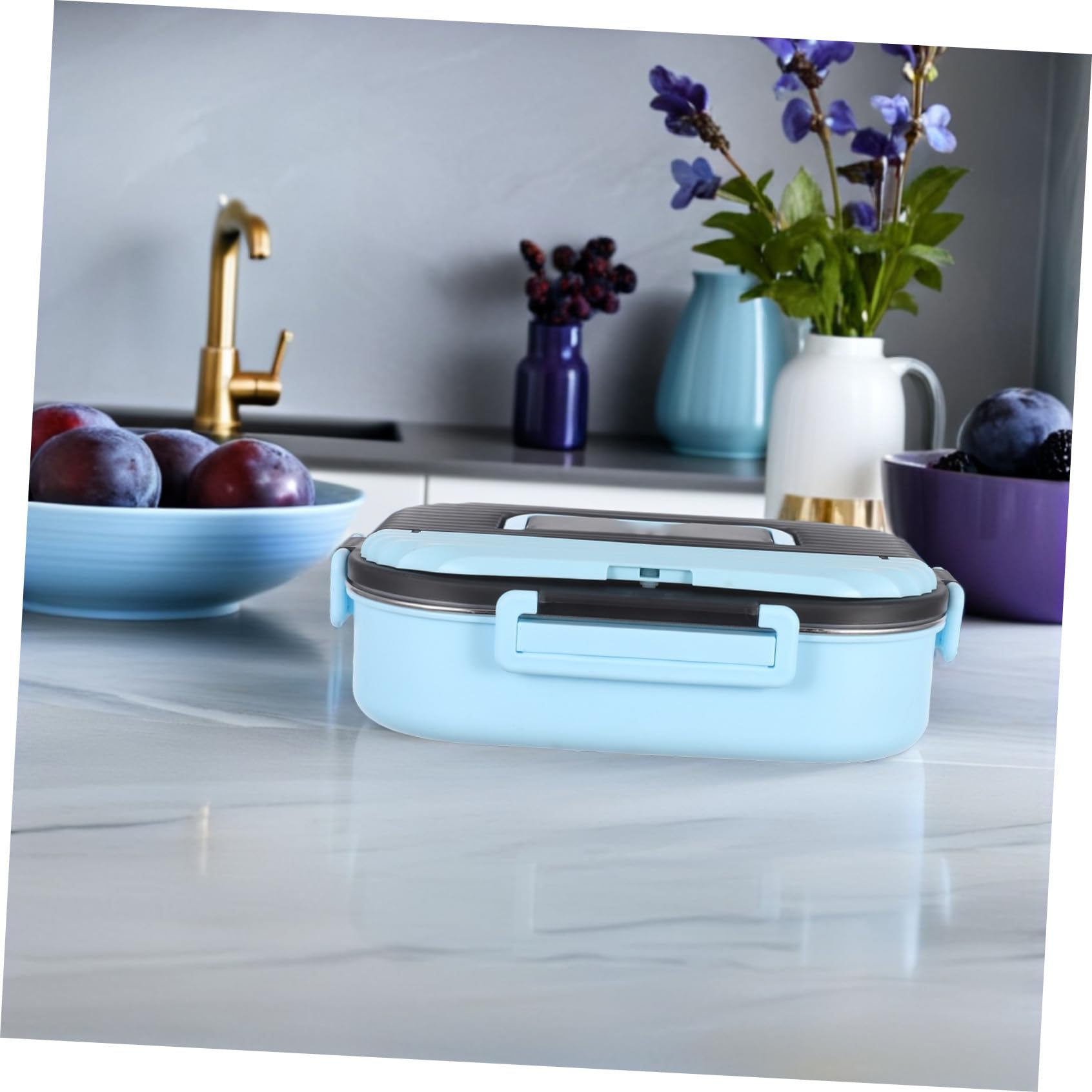 34oz Boîte à Lunch Acier Inoxydable avec Compartiments Doubles Hermétique et Étanche pour Pique-niques et Travail Convient à Micro-ondes et Lave-vaisselle
