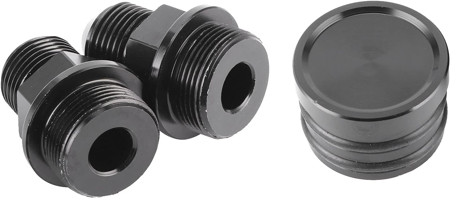 Rear Block Breather Fittings Plug M28 to 10AN Adapter Accessory Fit for Honda B16 B18C (Black)