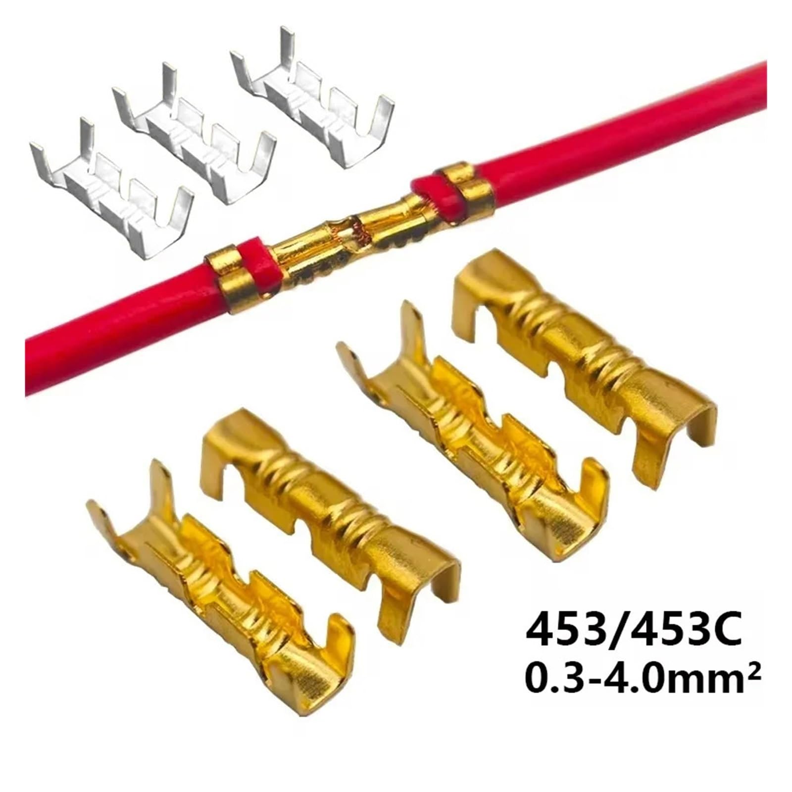 U-förmige Kabelschuhklemme, 453/453C U-förmiger Kalteinsatz-Drahtverbinder mit kleinen Zähnen, mehrfarbig, 0,3–4, mm², 50–200 Stk(Silver 453c,200pcs)