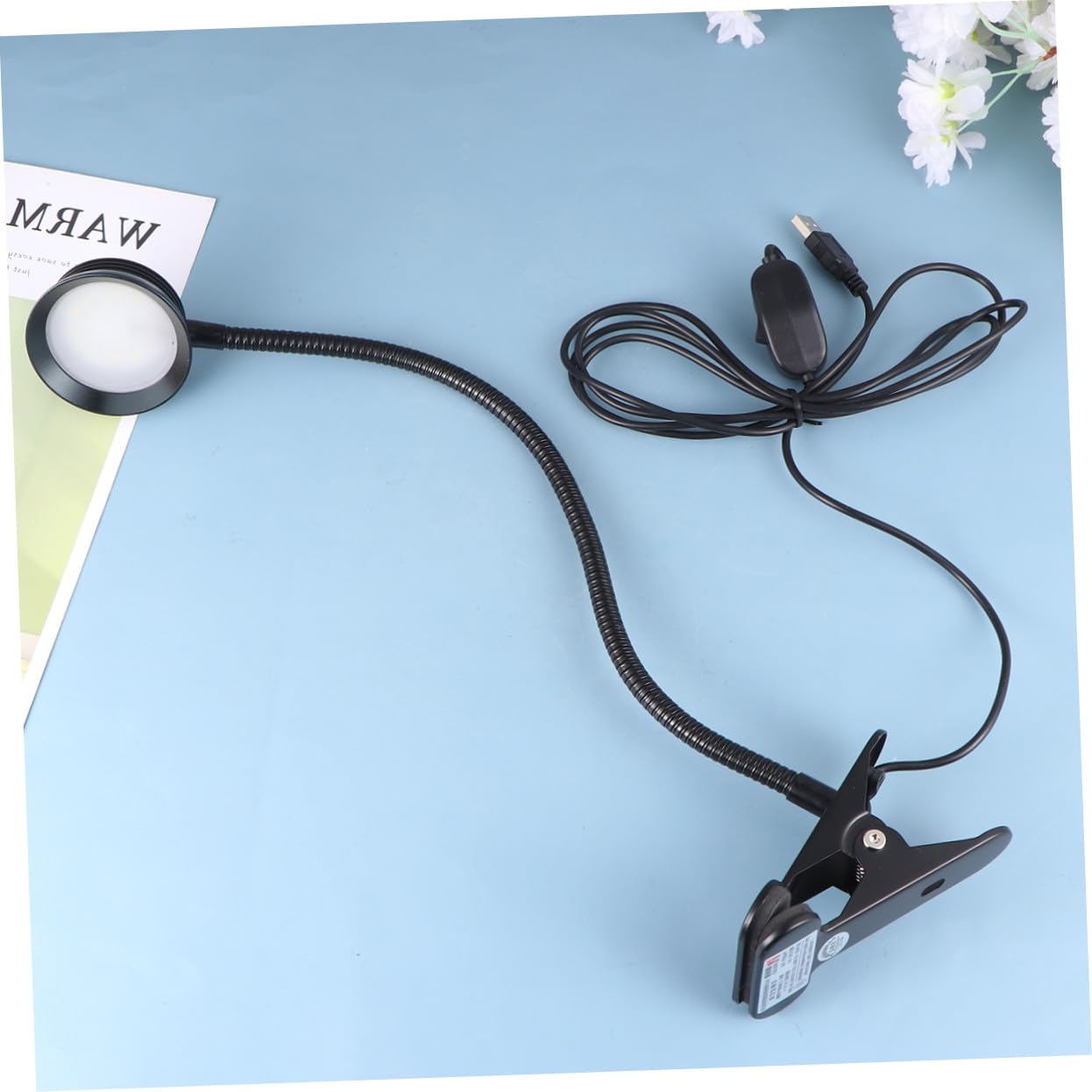 NUOBESTY Lampada da Lettura LED Ricaricabile USB Clip Flessibile e Luce Ultra Luminosa, Lampada da Comodino in Metallo Nera per Leggere a Letto o Campeggio