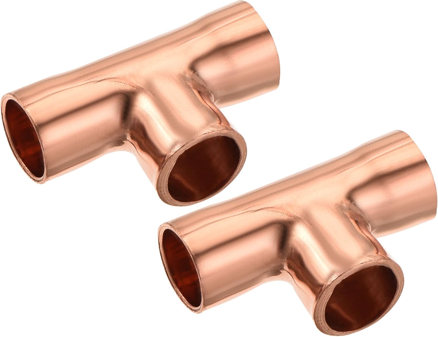 MECCANIXITY Tee Copper Fitting 3 Way Welding Joint 5/16 Inch ID for HVAC Air Conditioner, Pack of 2
