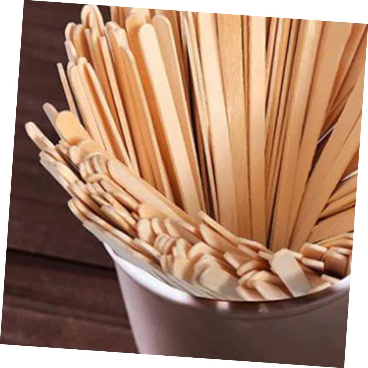 500Pcs Disposable Wood Coffee Stirring Rods Biodegradable Beverage Stir Sticks for Hot Drinks Tea Latte Sugar Mixing in Cups and Mugs Individually Wrapped for Home Use
