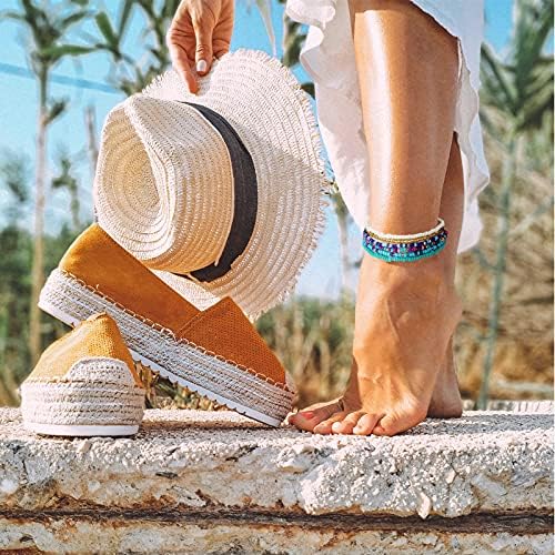 LUTER 6Pcs Beaded Anklets Elastic Bohomenian Bracelet Anklets Colorful Handmade Bead Jewelry for Girls, Women