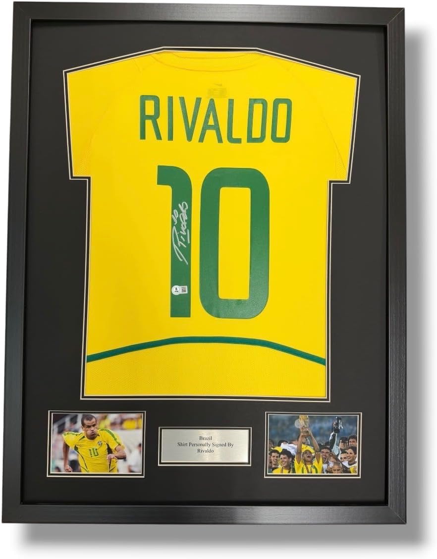FRAME FOR SIGNED SHIRT DISPLAY BLACK FRAME DOUBLE BLACK MOUNT WITH PHOTO HOLES *FREE PERSONALISED PLAQUE