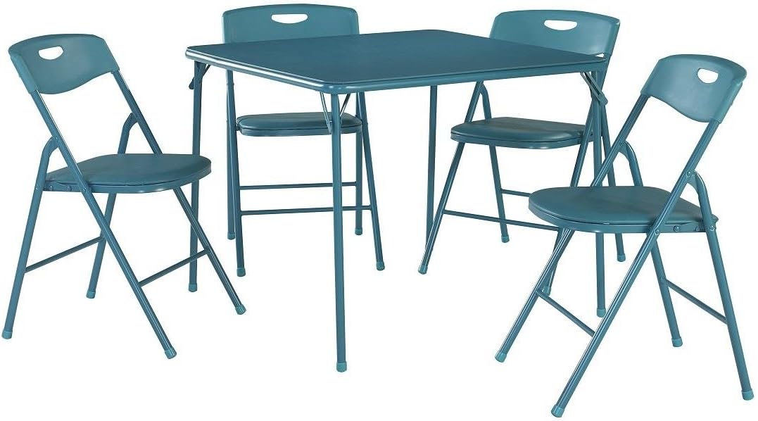 Ameriwood Home Cosco 5-Piece Folding Table and Chair Set, Teal