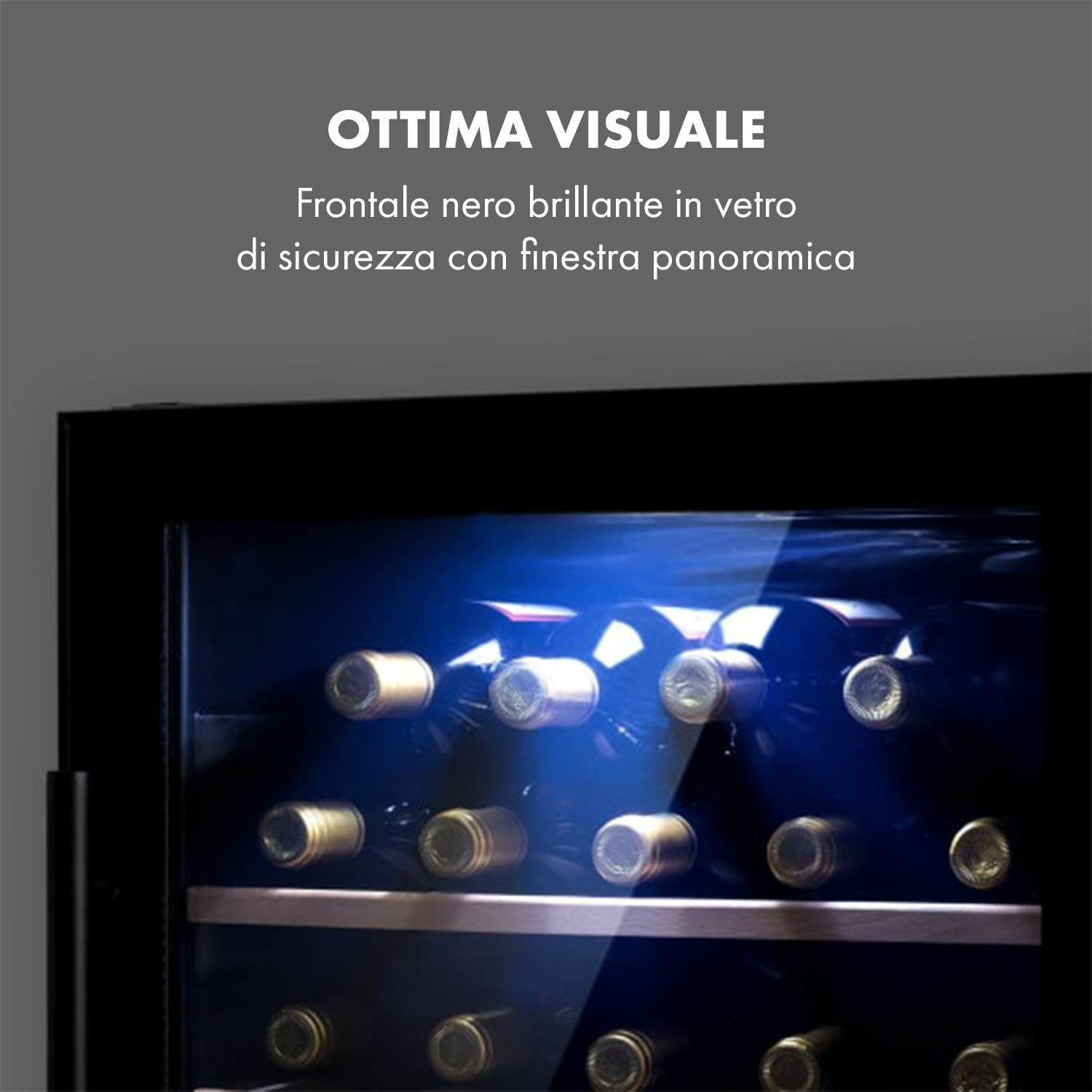 KLARSTEIN Cantinetta Vino, Cantinetta Vino Refrigerata a Zona Doppia per Interno/Esterni, Frigo Bar, Cantina Vino con Vetrina, Mini Bar con Protezione UV, Frigo Vino Touch, 5-18°C, 34 Bottiglie
