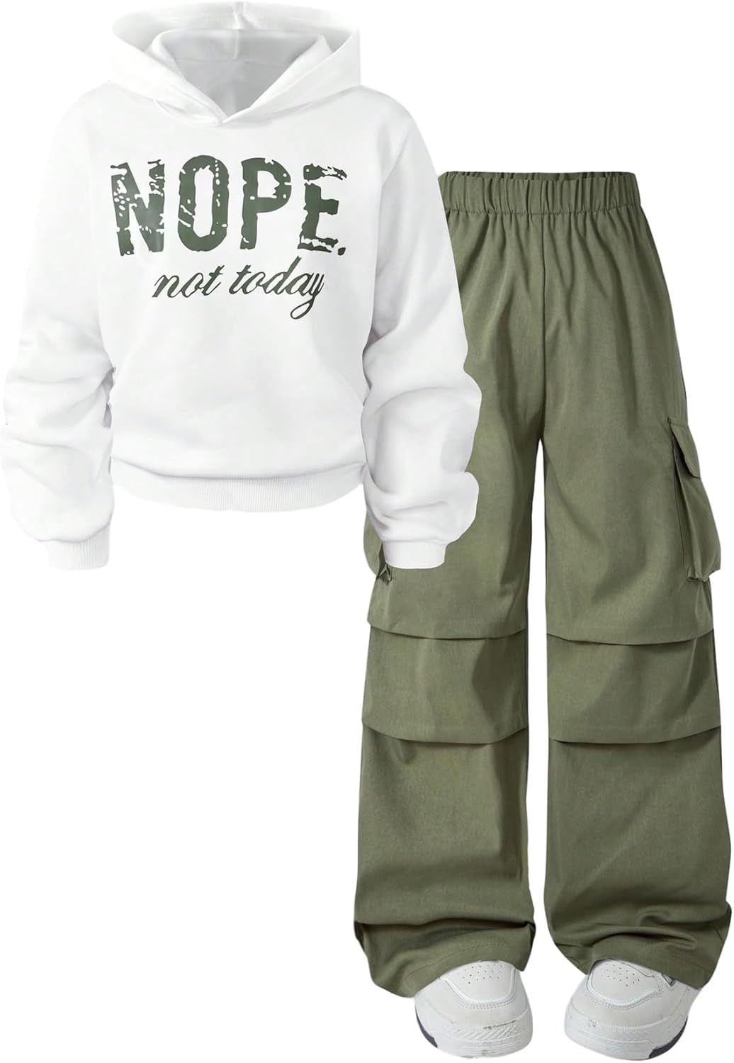 SOLY HUX Girl's 2 Piece Outfits Graphic Hoodies Sweatshirt and Cargo Pants Set Sweatsuits