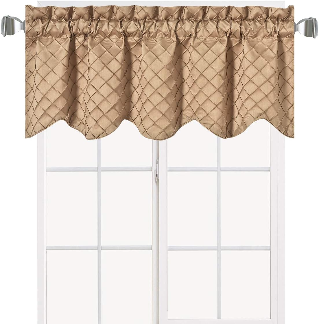 Royal Hotel Diamond Window Valance, Scalloped Decorative Design Lined Valance Window Curtain, 52x17 inches, Gold image 2