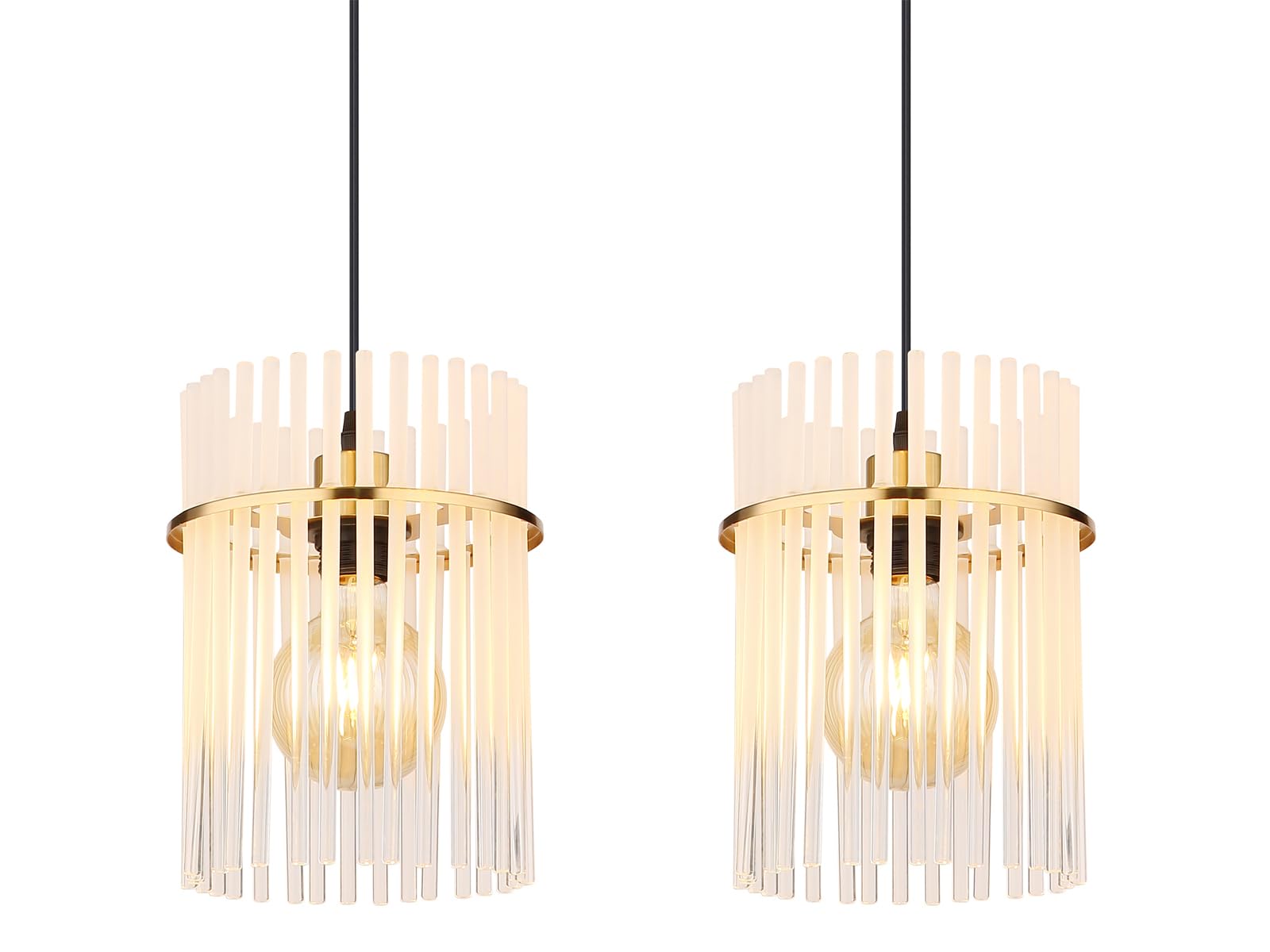 Globo Pendelleuchte in Gold mit vier Glas Lampenschirmen, Breite 110cm |