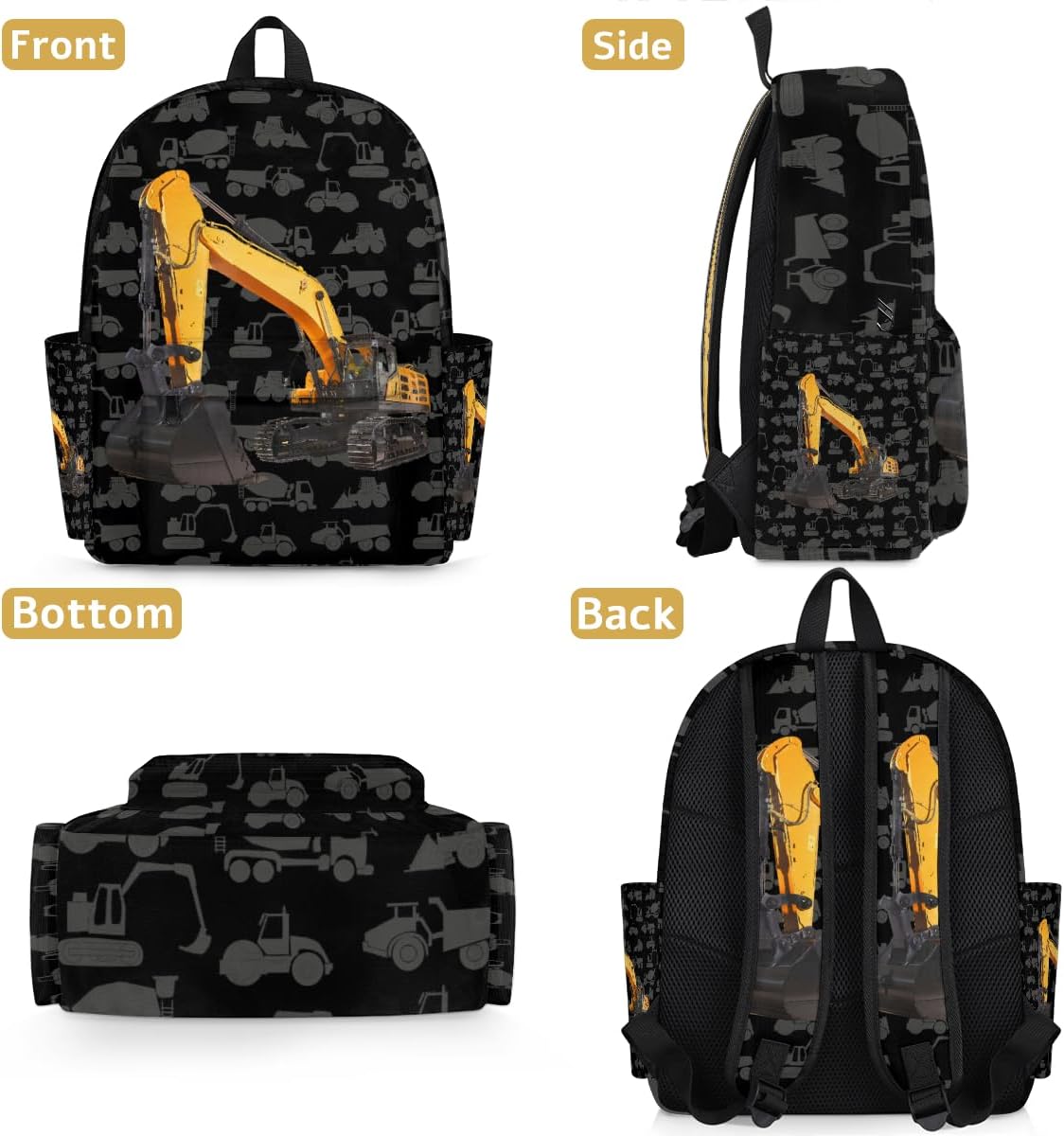 Excavator Truck Kids Backpack for Boys Girls Cool Car Preschool Toddler Backpack Kindergarten Nursery Bookbag Travel Children Lightweight School Bag - Image 6