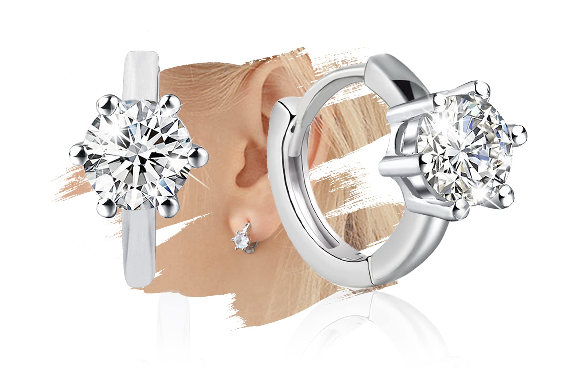 Minimalist Hoop Earrings for Women Trendy - Sterling Silver Hypoallergenic Huggie Hoop Earrings for Girls Cubic Zirconia Fashion Cartilage Earrings for Sensitive Ears Gifts for Birthday