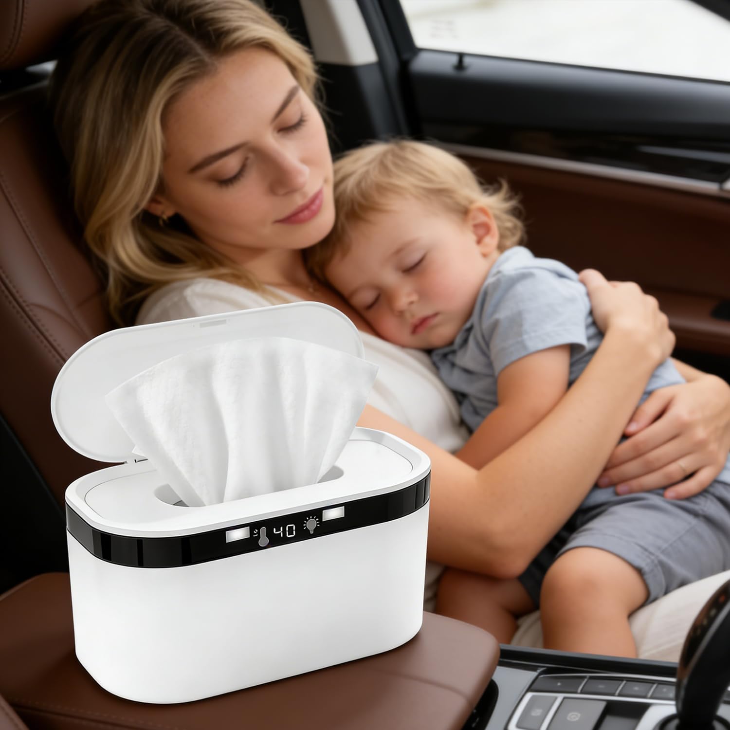 Chauffe-lingettes humides pour bébé - 3 niveaux de chauffage et température constante - 10 W - USB - Avec veilleuse LED - Chauffage rapide 8 à 10 minutes - Grande capacité - Pour la maison et les