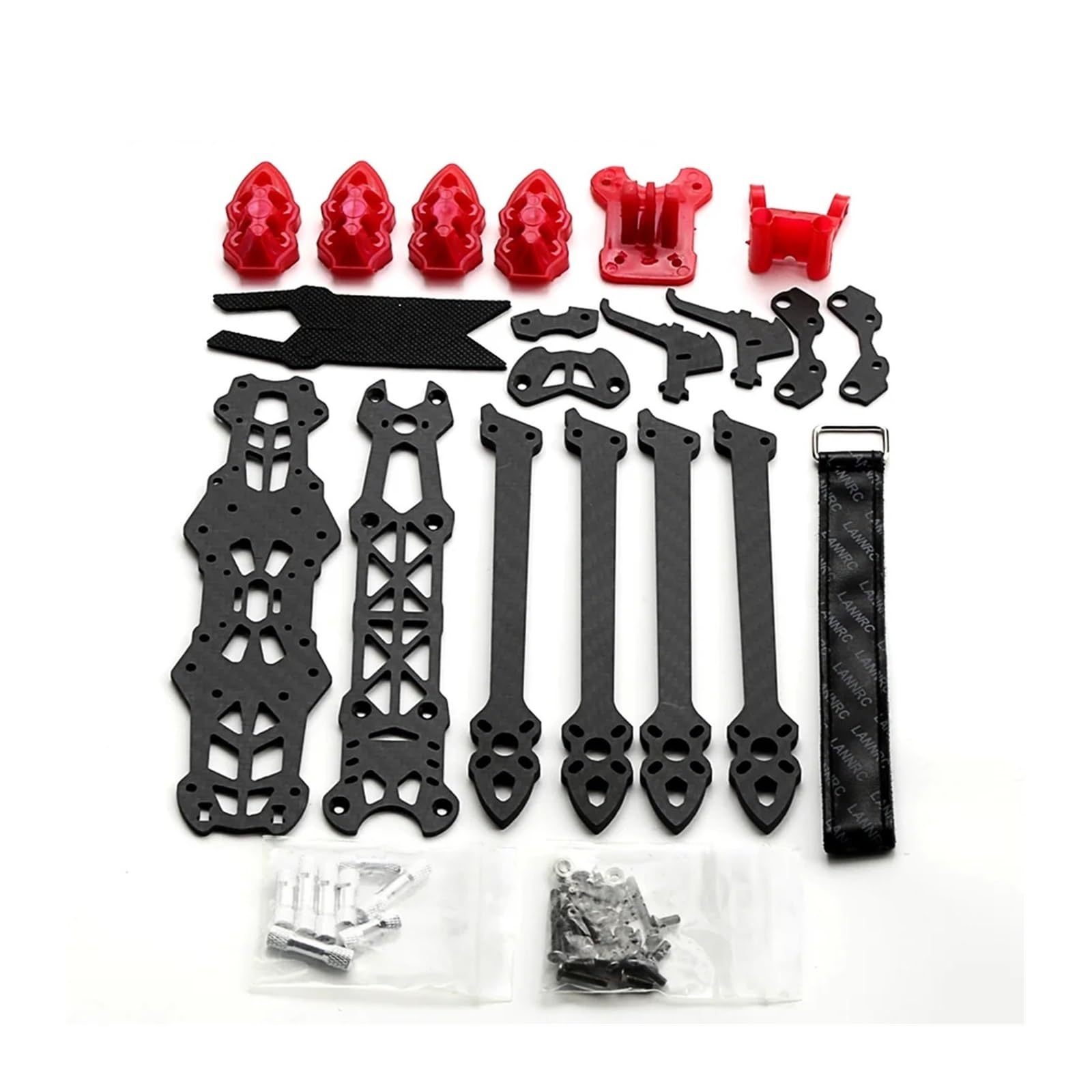 Kit telaio drone racing 5", 225 mm, braccio 5 mm, fibra di carbonio 3K | Per build DIY freestyle e racing, 145 x 172 mm, supporto camera 19 x 19 mm, 102 g(5in With Red)