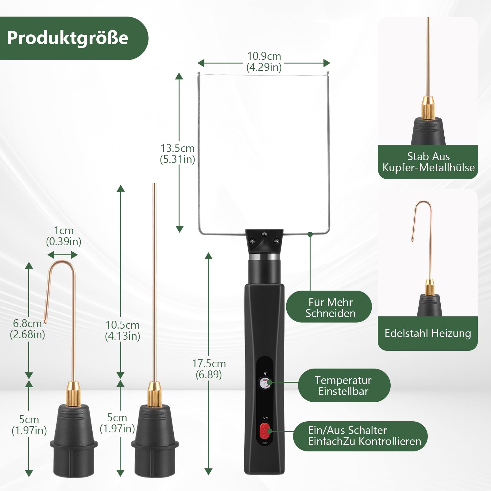 Styroporschneider Heißdrahtschneider Akku mit Thermostat,Elektrischer Styropor Schneider mit LED-Vorleuchte, Heiß-Styroporschneider für Schnittkanten Kunststoffe & styropor (Schwarz)