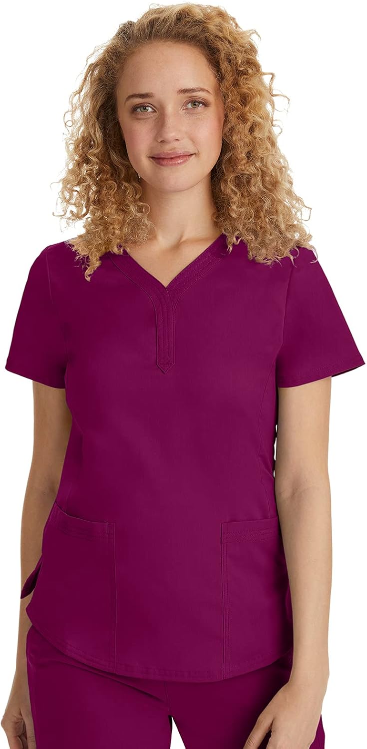 healing hands Scrub Tops for Women Two Pocket Y-Neck Womens Scrub Top Purple Label 2167 Jane: Clothing, Shoes & Jewelry