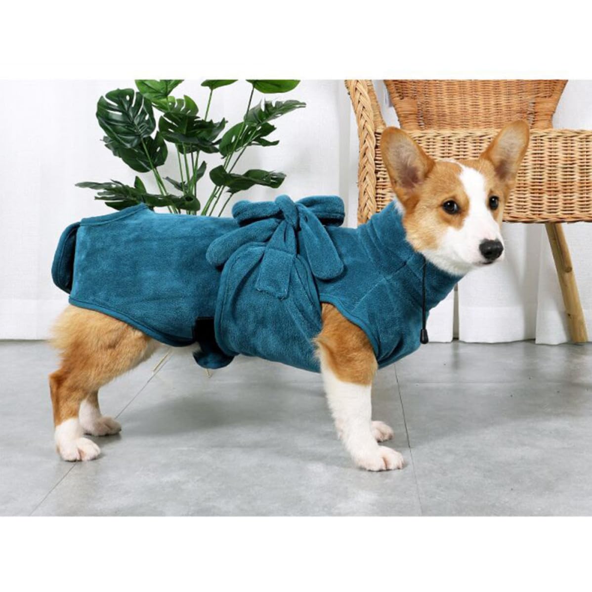 Hundebademantel im Herbst und Winter aus Nylon und Polyester Schnelltrocknender mit Verstellbarem Taillengürtel Hautfreundlich Warm für Hunde und Welpen