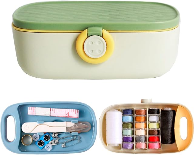 Sewing Kit Box, Sewing Kit for Adults Basic Needle and Thread Kit, Portable Plastic Travel Sewing Kit Box, Sewing Kits for Adutls Basic Sewing Supplies Accessories by MUSUBI