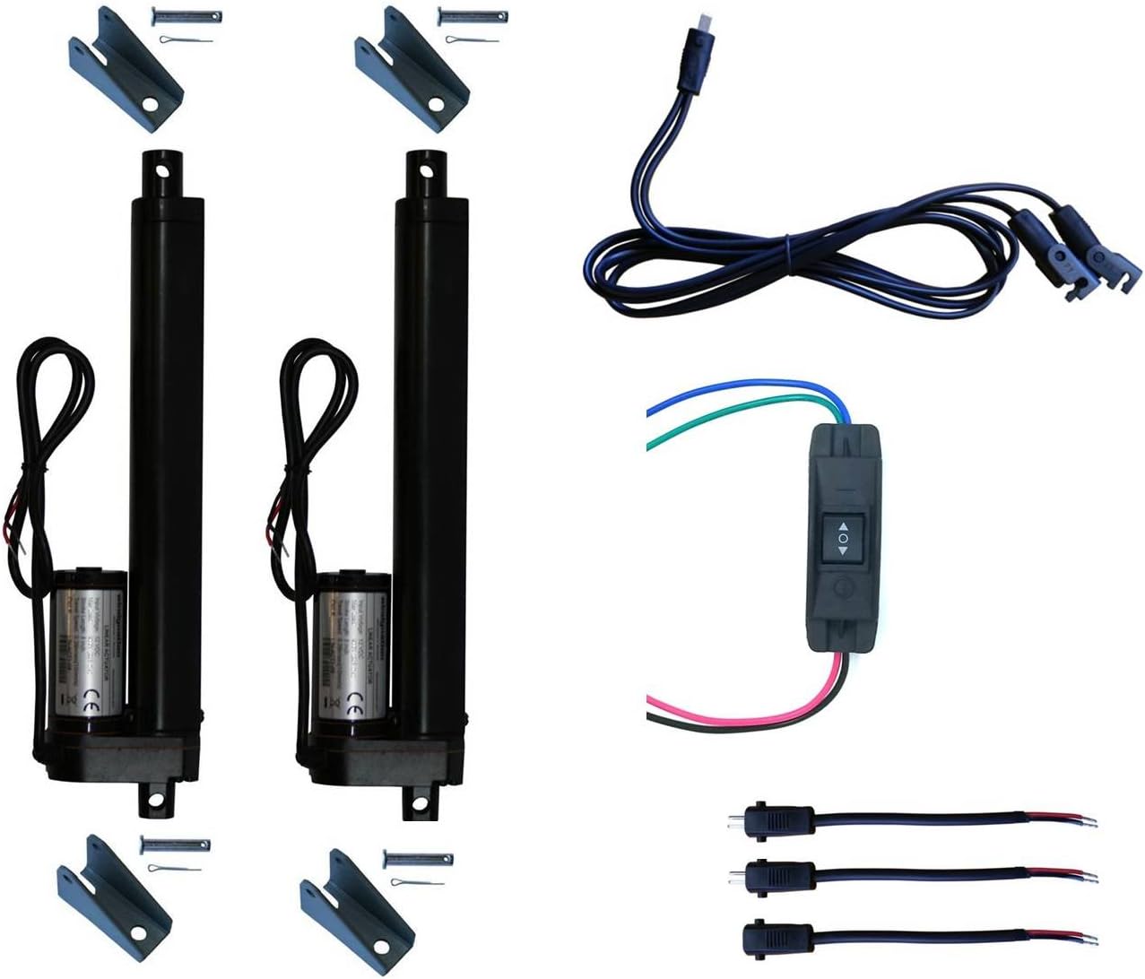 Get Popular Offer WindyNation (2pcs) 12 Volt, 225 lbs Linear Actuators + Up Down DPDT Switch + Mounting Brackets + Connectors (Momentary or Maintained Up Down Switch) (8 Linear Actuator, Maintained Switch)
