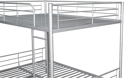 Miniatura 185 de Harper & Bright Designs Litera de metal completo sobre tamaño matrimonial para adultos, marco de cama de metal resistente con escalera y correas de