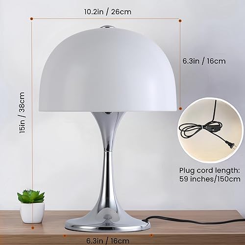 Miniatura 5 de Lámpara de mesa moderna y elegante para dormitorio, lámpara de escritorio con 3 luces LED para sala de estar, oficina, pantalla acrílica blanca