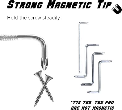 7 Pcs Right Angle Screwdriver, Angled Screwdriver for Tight Spaces, Offset Screwdriver Set PH0/PH1/PH2/PH3/T15/T20, Flexible Flat Head 90 Degree Screwdriver, Z/L-Type Double Screwdrivers