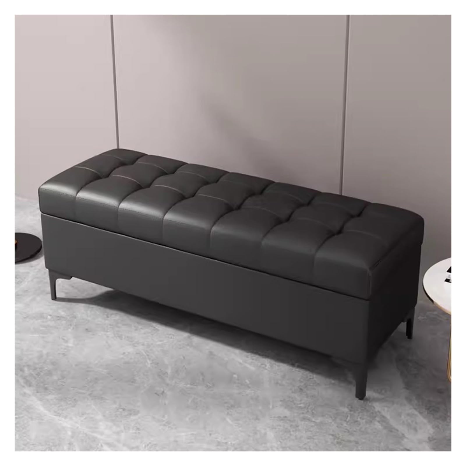 Wdsopk Black Storage Ottoman Bench For Bedroom,End Of Bed Storage Benches With Foot,Upholstered End Of Bed Bench,Rectangular Bed Ottoman Benches For Living Room（-60Cm）