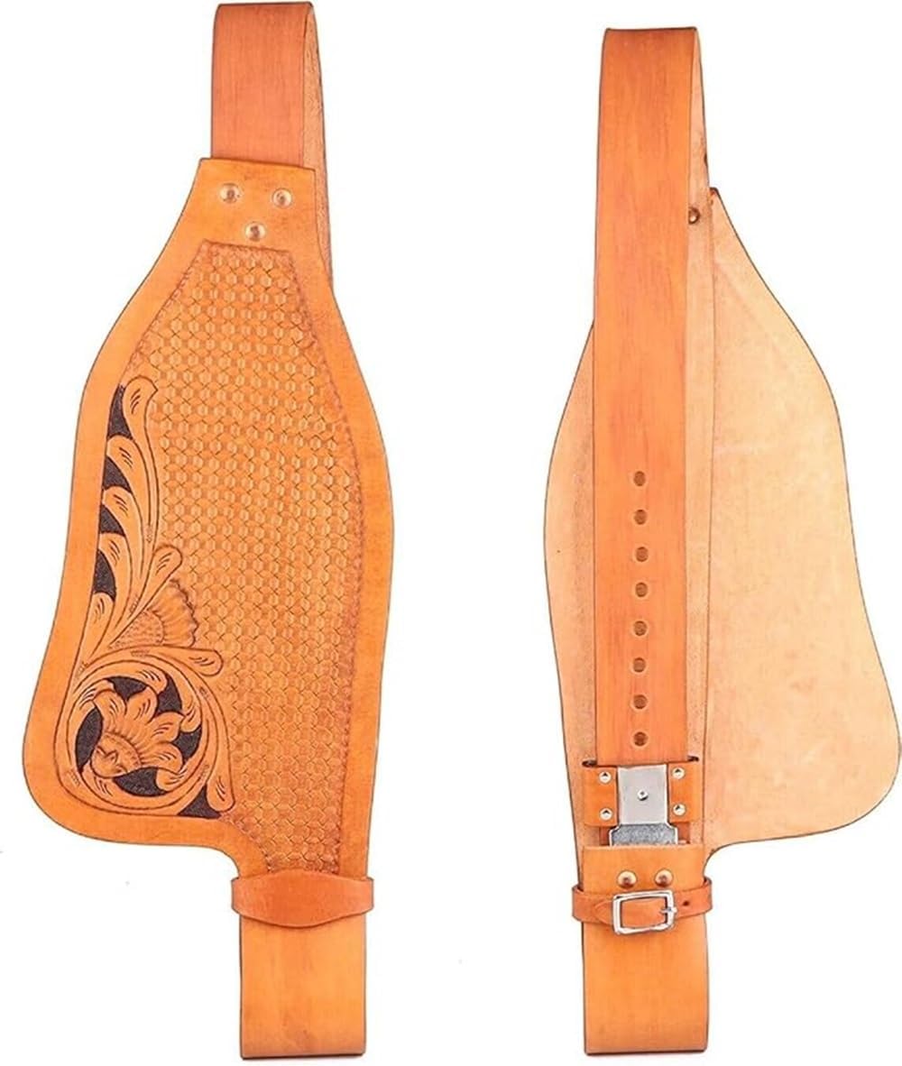 Horse Western Adult Plain Leather Replacement Saddle Fender Pair Set for Roping Trail Barrel Pleasure Saddles with Belvin Buckles AM-16
