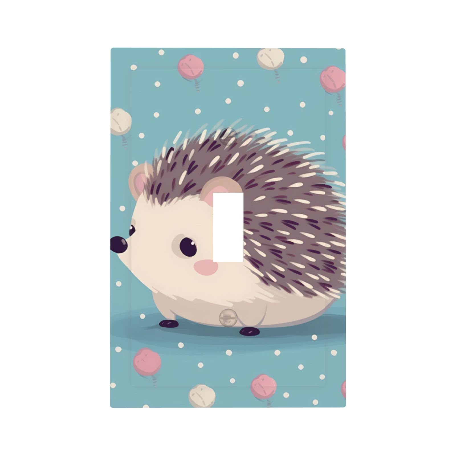1-Gang Decorator Wall Plate Hedgehog Polkadot Light Switch Cover Single Gang Receptacle Outlet Wall Plate Mid Size 5" x 3" Wallplate Unbreakable Polycarbonate Outlet Faceplates Covers