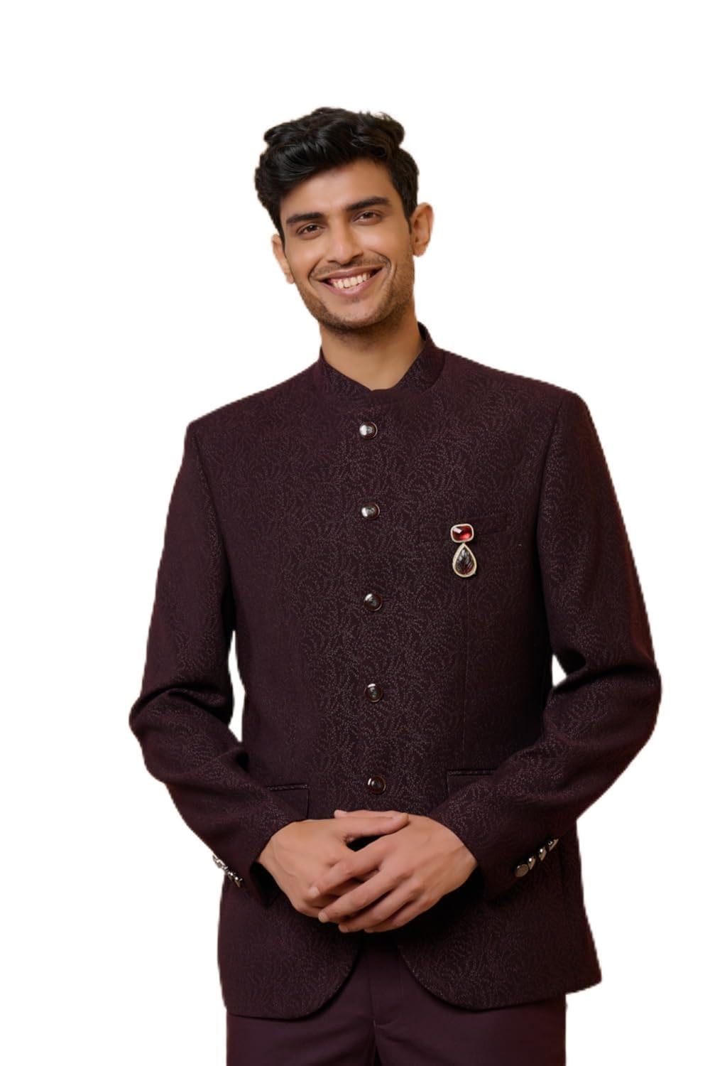 tasva Wine Classic Bandhgala Set For Men-picture-48