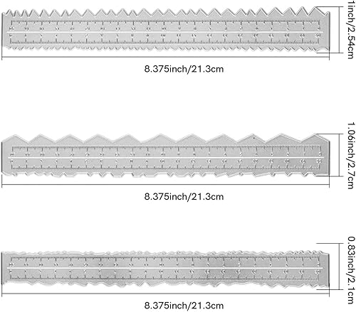 Miniatura 2 de Regla de rasgado de papel de metal, 3 unidades, regla de bordes irregulares, regla de medición en relieve para hacer tarjetas, álbumes de recortes,