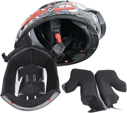 Miniatura 7 de Cascos de motocicleta de cara completa, casco de motocicleta aprobado por ECEDOT con viseras dobles, casco de motocicleta de cara completa para