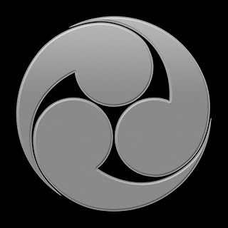 家紋 蒔絵シール 家紋ステッカー「左三巴 銀」55mm