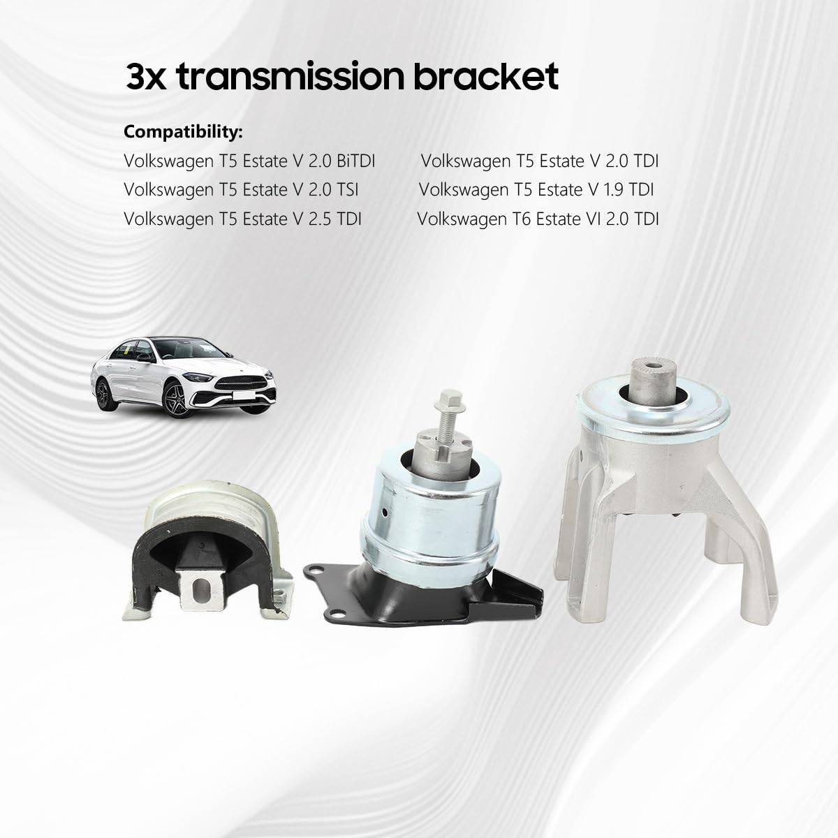 3 Stück Motorlager Vorne Rechts Hinten Kompatibel mit Mul-tivan T5 T6 1.9 2.0 2.5 Transporter TDI & TSI 7H0199256E 7H0199256