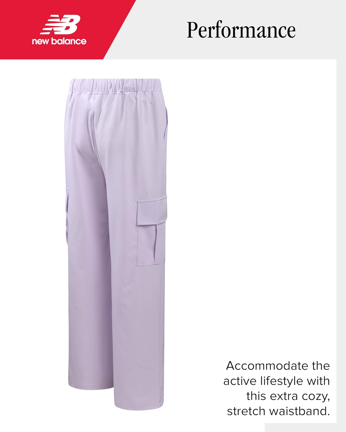 New Balance Active Girls Pants - Athletic Stretch Woven Wide Leg Joggers - Kids Dance School Cargo Pants (7-16)