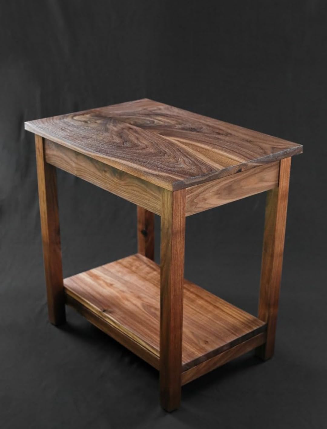 Jdav Solid Wood Side Table with Storage Shelf, Walnut Finish, 2-Tier Console Table-image-42